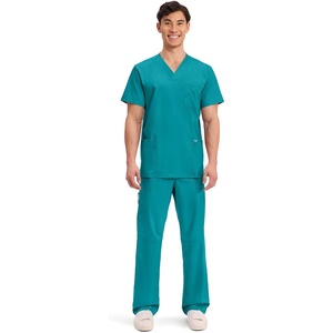 image:imageCherokee Scrub Set for Men VNeckTop amp Tapered Leg PantTeal Blue