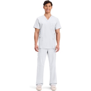image:imageCherokee Scrub Set for Men VNeckTop amp Tapered Leg PantWhite