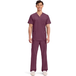 image:imageCherokee Scrub Set for Men VNeckTop amp Tapered Leg PantWine