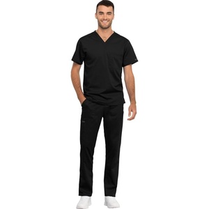 image:imageCherokee Unisex Scrub Set Tuckable VNeck Top amp Tapered PantBlack