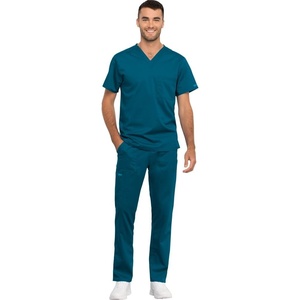 image:imageCherokee Unisex Scrub Set Tuckable VNeck Top amp Tapered PantCaribbean Blue