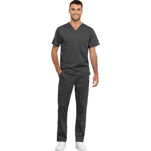 image:imageCherokee Unisex Scrub Set Tuckable VNeck Top amp Tapered PantPewter