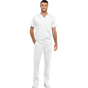 image:imageCherokee Unisex Scrub Set Tuckable VNeck Top amp Tapered PantWhite