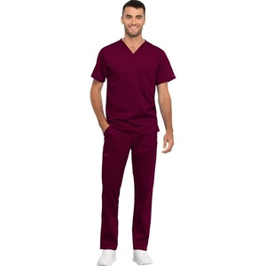image:imageCherokee Unisex Scrub Set Tuckable VNeck Top amp Tapered PantWine