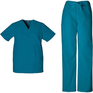 image:imageCherokee Unisex Scrub Set for Men amp Women VNeck Top with Cargo PantCaribbean Blue