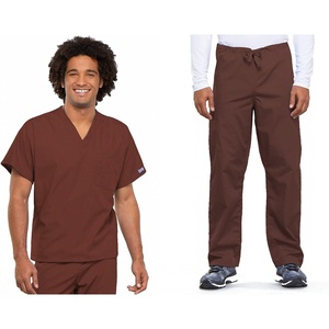 image:imageCherokee Unisex Scrub Set for Men amp Women VNeck Top with Cargo PantChocolate