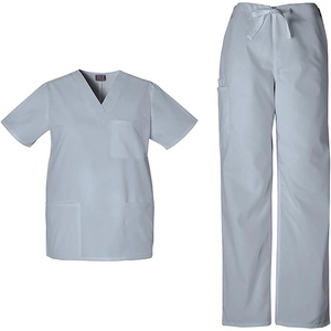 image:imageCherokee Unisex Scrub Set for Men amp Women VNeck Top with Cargo PantGrey
