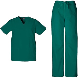 image:imageCherokee Unisex Scrub Set for Men amp Women VNeck Top with Cargo PantHunter Green