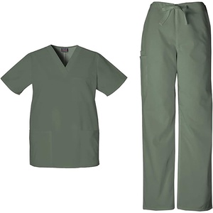 image:imageCherokee Unisex Scrub Set for Men amp Women VNeck Top with Cargo PantOlive