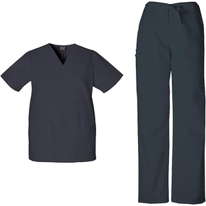 image:imageCherokee Unisex Scrub Set for Men amp Women VNeck Top with Cargo PantPewter