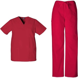 image:imageCherokee Unisex Scrub Set for Men amp Women VNeck Top with Cargo PantRed