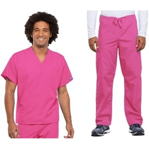 image:imageCherokee Unisex Scrub Set for Men amp Women VNeck Top with Cargo PantShocking Pink