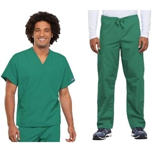 image:imageCherokee Unisex Scrub Set for Men amp Women VNeck Top with Cargo PantSurgical Green