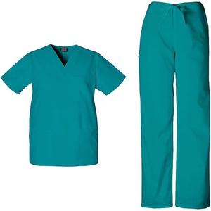 image:imageCherokee Unisex Scrub Set for Men amp Women VNeck Top with Cargo PantTeal Blue