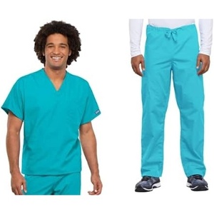 image:imageCherokee Unisex Scrub Set for Men amp Women VNeck Top with Cargo PantTurquoise