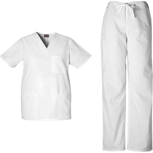 image:imageCherokee Unisex Scrub Set for Men amp Women VNeck Top with Cargo PantWhite
