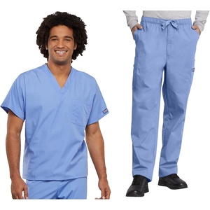 image:imageCherokee Unisex Scrub Sets VNeck Top amp Elastic Waist PantCiel