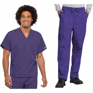 image:imageCherokee Unisex Scrub Sets VNeck Top amp Elastic Waist PantGrape