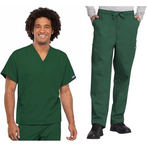 image:imageCherokee Unisex Scrub Sets VNeck Top amp Elastic Waist PantHunter Green