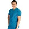 image:imageCherokee Atmos Mens Scrubs Top V Neck Classic Fit Zip Chest PocketCaribbean Blue