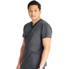 image:imageCherokee Atmos Mens Scrubs Top V Neck Classic Fit Zip Chest PocketPewter