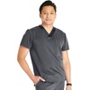 image:imageCherokee Atmos Mens Scrubs Top V Neck Classic Fit Zip Chest PocketPewter