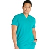 image:imageCherokee Atmos Mens Scrubs Top V Neck Classic Fit Zip Chest PocketTeal Blue