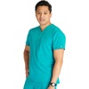 image:imageCherokee Atmos Mens Scrubs Top V Neck Classic Fit Zip Chest PocketTeal Blue