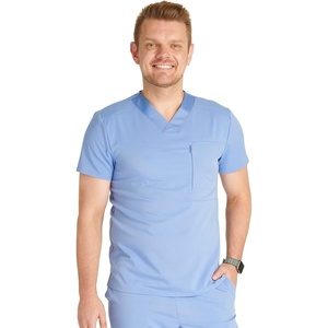 image:imageCherokee Atmos Mens Scrubs Top V Neck Classic Fit Zip Chest PocketCiel