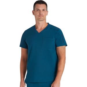 image:imageCherokee Journey Mens VNeck Scrub Top 2 Pockets Relaxed FitCaribbean Blue