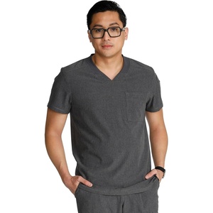 image:imageCherokee Journey Mens VNeck Scrub Top 2 Pockets Relaxed FitHeather Pewter