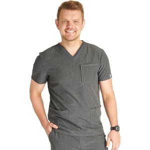 image:imageCherokee Mens VNeck Scrub Top with 4 Pockets and Back Yoke Seam CK752AHeather Pewter