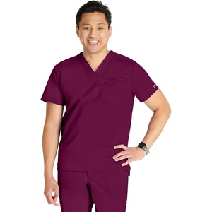 image:imageCherokee WW Revolution Scrubs For Men V Neck Top Double PocketWine
