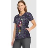 image:imageCherokee Disney Scrubs for Women VNeck Printed Scrub Top 2 PocketsFull of Spirit