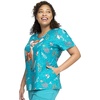 image:imageCherokee Disney Scrubs for Women VNeck Printed Scrub Top 2 PocketsStorybook Meadow