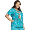 image:imageCherokee Disney Scrubs for Women VNeck Printed Scrub Top 2 PocketsStorybook Meadow