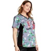 image:imageCherokee Womens VNeck Printed Scrub Top Contemporary Fit with Contrast Panels Princess Seams amp Patch Pockets  TF783Under the Mistletoe