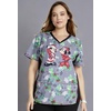 image:imageCherokee Womens VNeck Printed Scrub Top Contemporary Fit with Contrast Panels Princess Seams amp Patch Pockets  TF783Under the Mistletoe