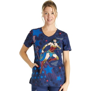 image:imageCherokee Disney Scrubs for Women VNeck Printed Scrub Top 2 PocketsDefender of Truth