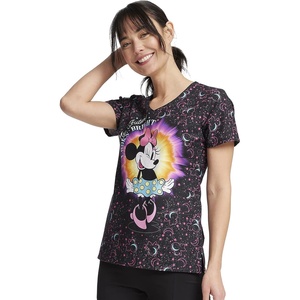 image:imageCherokee Disney Scrubs for Women VNeck Printed Scrub Top 2 PocketsMy Bright Future