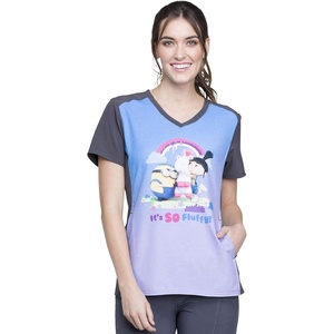 image:imageTooniforms VNeck Women Scrub Top Modern Classic FitMinions Rainbow