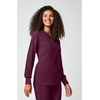 image:imageCherokee Allura Scrub Jacket for Women Zip Front 4 Pockets Tailored FitWine