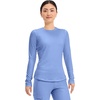 image:imageCherokee Underscrub Long Sleeve Womens Knit Tee Nursing Underscrubs Crew Neck Layering Top for Women  CK773Ciel Blue