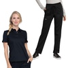 image:imageCherokee Scrub Set for Women Snap Front Polo Top with Tapered PantBlack