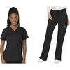 image:imageCherokee Scrub Set for Women V Neck Top amp Flare Leg PantBlack