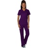 image:imageCherokee Scrub Set for Women V Neck Top amp Flare Leg PantEggplant