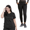 image:imageCherokee Womens Scrub Sets V Neck Top with Mid Rise Jogger PantBlack