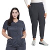 image:imageCherokee Womens Scrub Sets V Neck Top with Mid Rise Jogger PantPewter