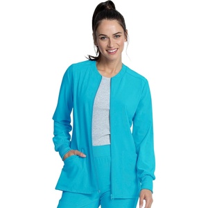 image:imageCherokee Allura Scrub Jacket for Women Zip Front 4 Pockets Tailored FitTeal Blue