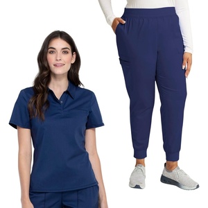 image:imageCherokee Scrub Set for Women Polo Top with Jogger PantNavy